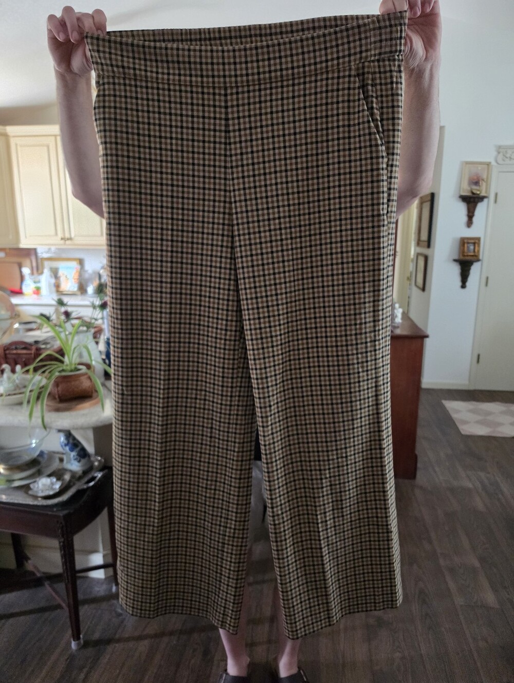 Boss Wide Leg Houndstooth Pants - Brown